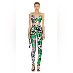 AREA Butterfly Printed Spandex Leggings Pants Crystal Embellished Small NWT